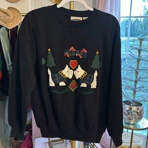 Vintage NWT Christmas Scottish Terrier Scotty Dogs Sweat Shirt Sz M